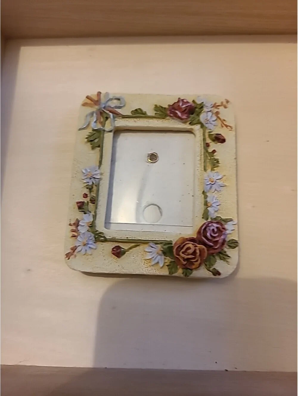 VTG Hand Painted Frame Flower Design Victorian Mini Free-Standing Frame
